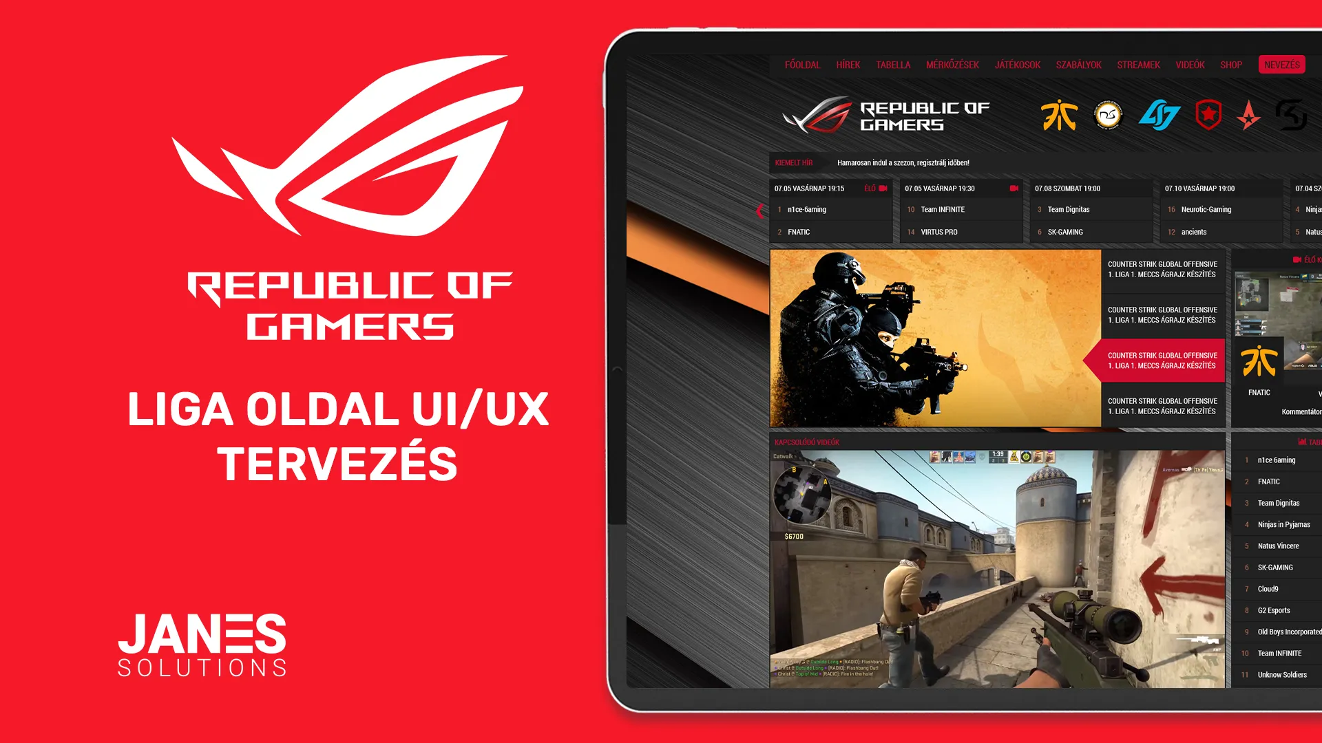 ASUS Magyarország – Liga oldal UI/UX tervezés (2016)