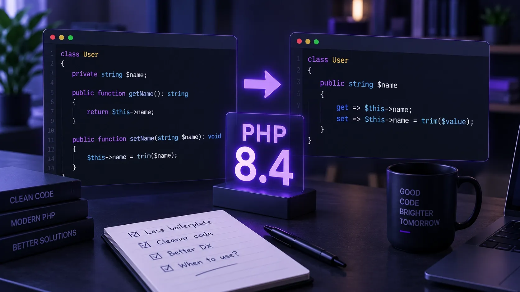PHP 8.4 property hooks: when replacing getters is actually worth it